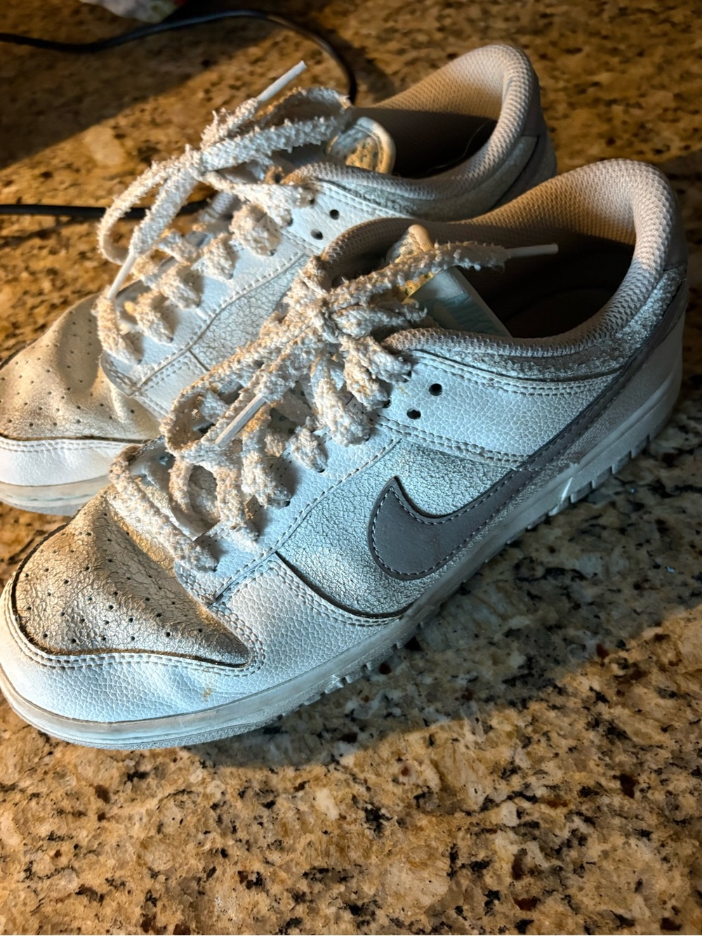 Nike White and Gray Low-Top Sneakers